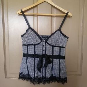 6 for $25!! bebe "Corset" Tank Top Checker Lace